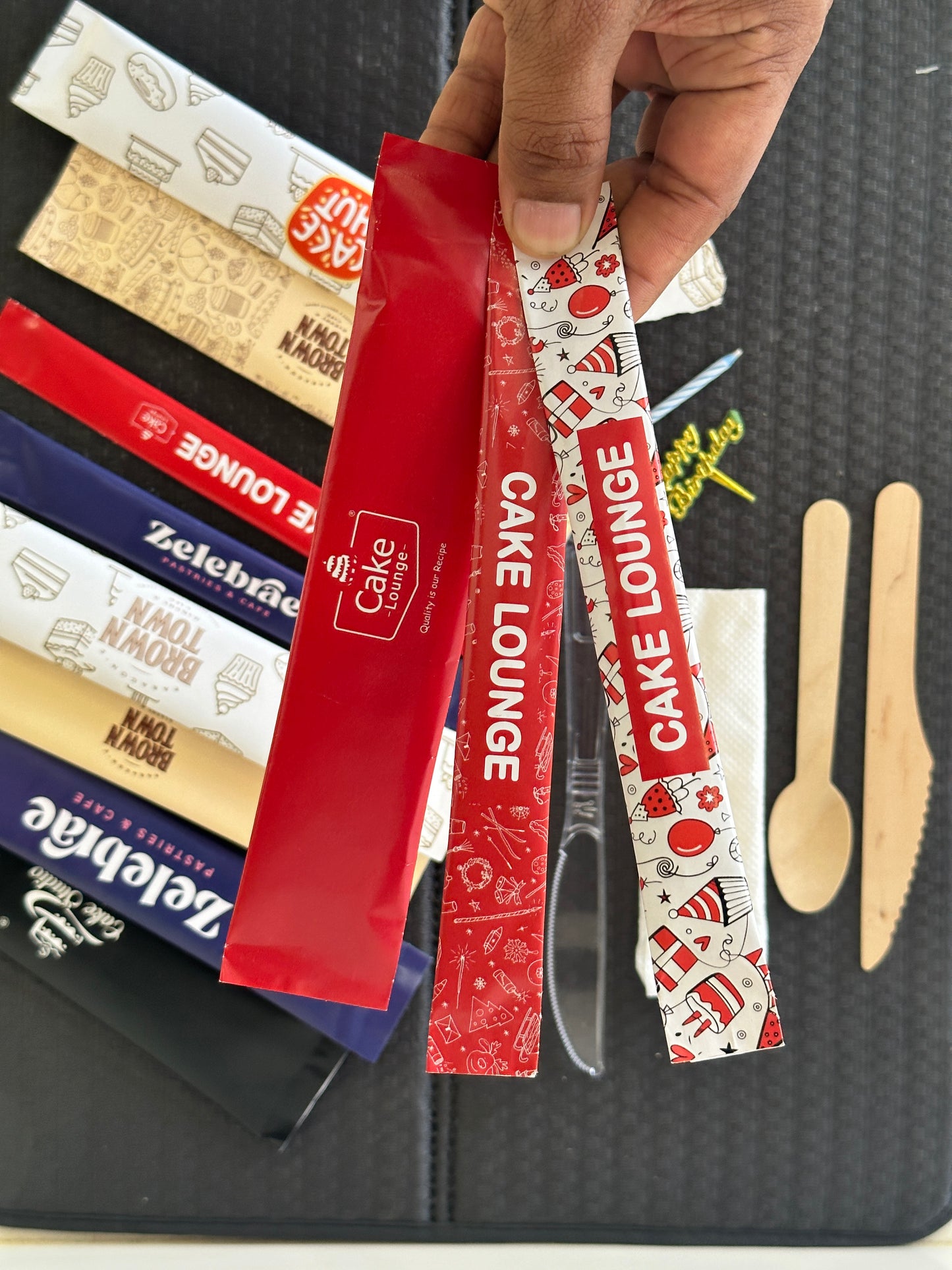 Customised Cutlery Kit With Branding ( 1 Wooden Knife + 1 Candle + 1 Napkin)